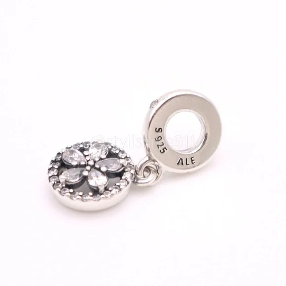 Authentic PANDORA Sterling Silver Sparkling Snowflake Circle Dangle Charm - Picture 6 of 10